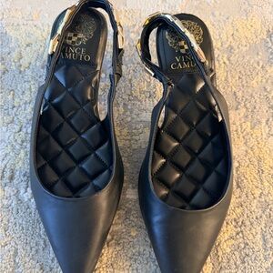 Vince Camuto Black Pointed-Toe Slingback Heels | Size 6